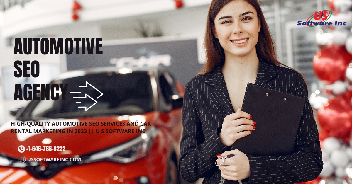 A car dealership SEO agency worker with red car